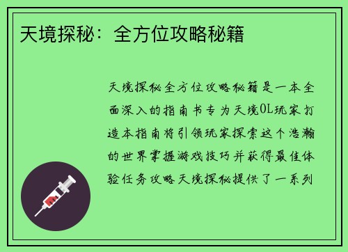 天境探秘：全方位攻略秘籍