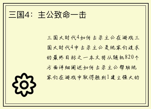 三国4：主公致命一击
